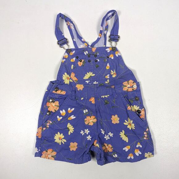 Vtg The Children's Place Shortalls Girls Size 3-4T Purple Overalls Floral 90s - Picture 1 of 5